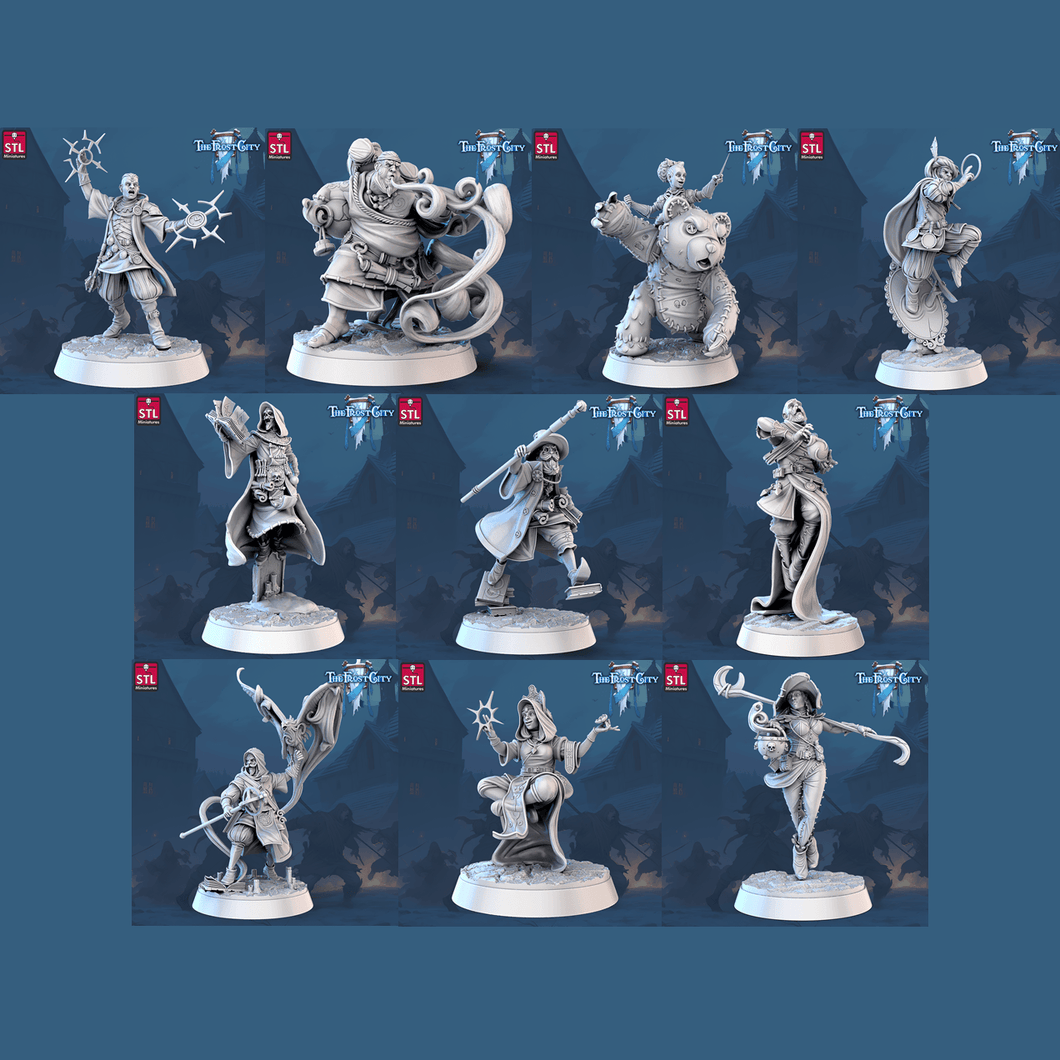 3D Printed STL Miniatures The Frost City Mages 28 - 32mm War Gaming D&D - Charming Terrain