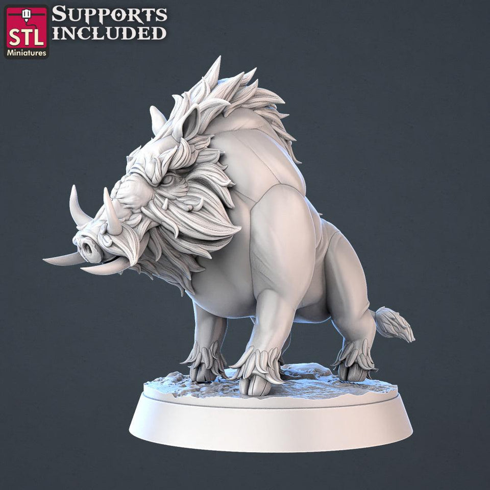 3D Printed STL Miniatures Wild Boars | 28 - 32mm War Gaming D&D - Charming Terrain