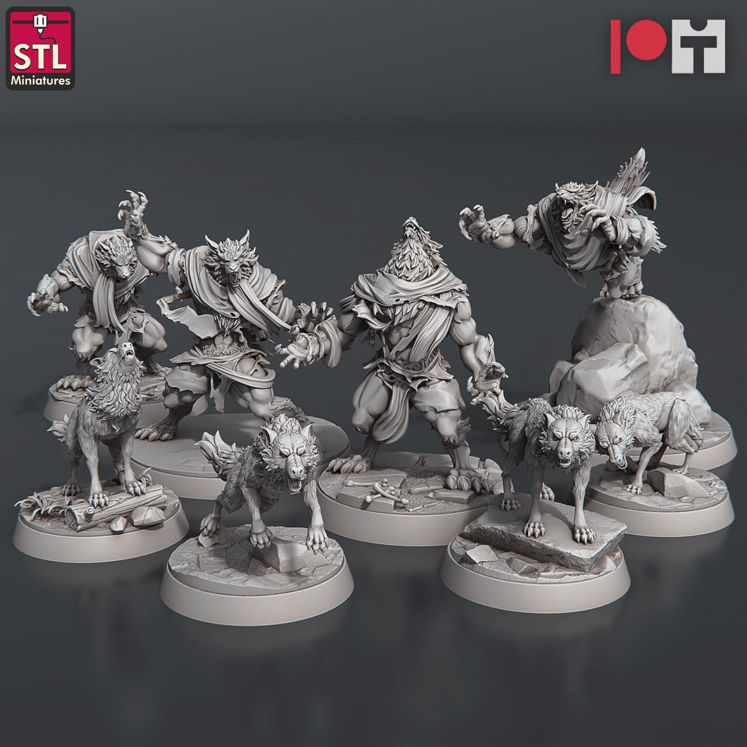 3D Printed STL Miniatures Wolves and Werewolves 28mm - 32mm War Gaming D&D - Charming Terrain