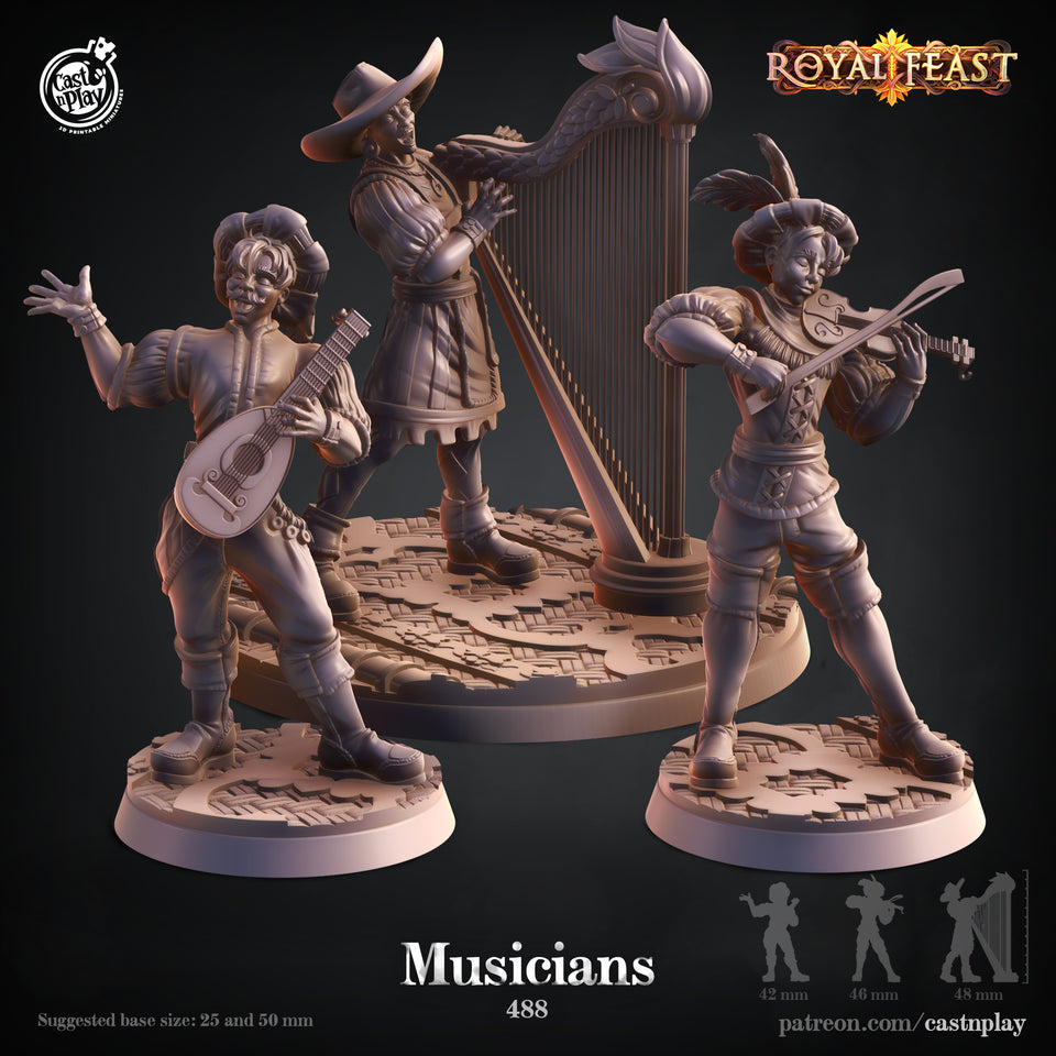 3D Printed Cast n Play Musicians Royal Feast Death Tiles 28mm 32mm D&D