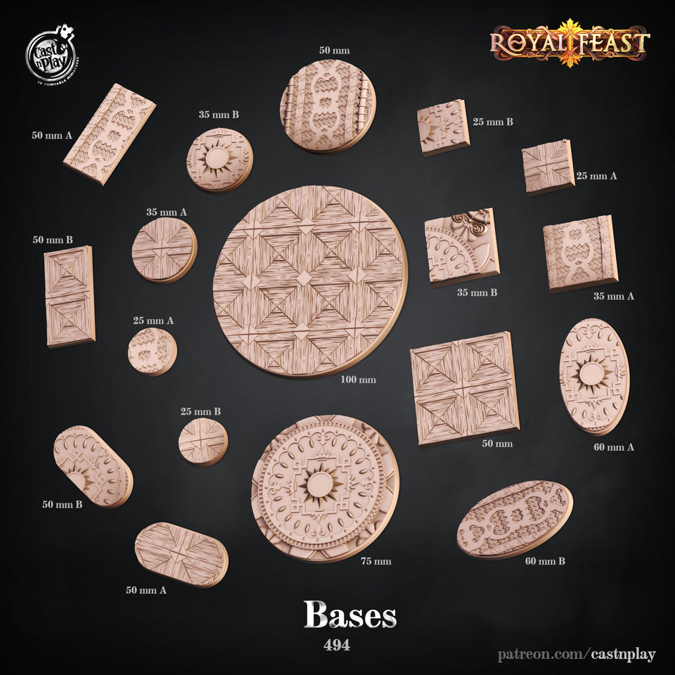 3D Printed Cast n Play Royal Feast Bases Set 28mm 32mm D&D