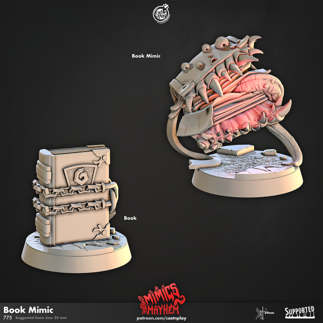 3D Printed Cast n Play Book Mimic Mimics Mayhem Set 28mm 32mm D&D