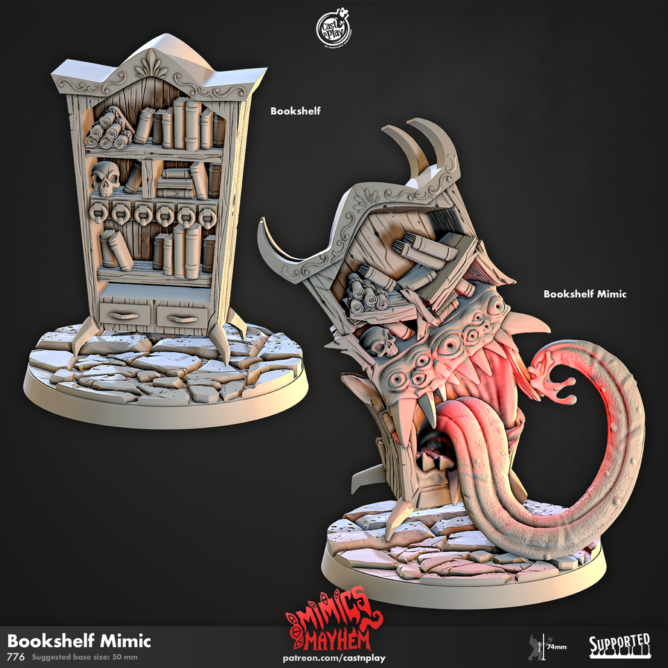 3D Printed Cast n Play Book Shelf Mimic Mimics Mayhem Set 28mm 32mm D&D