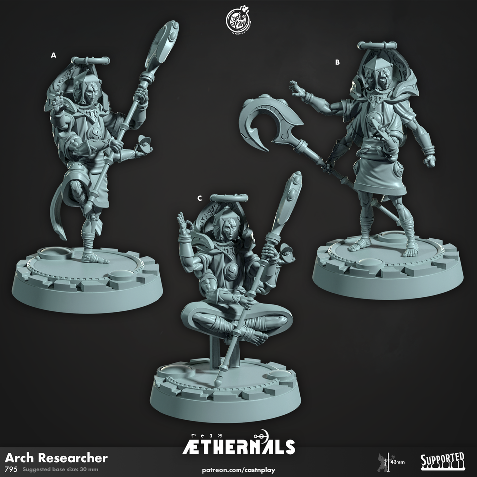 3D Printed Cast n Play Arch Researcher Aethernals Collection 28mm 32mm D&D