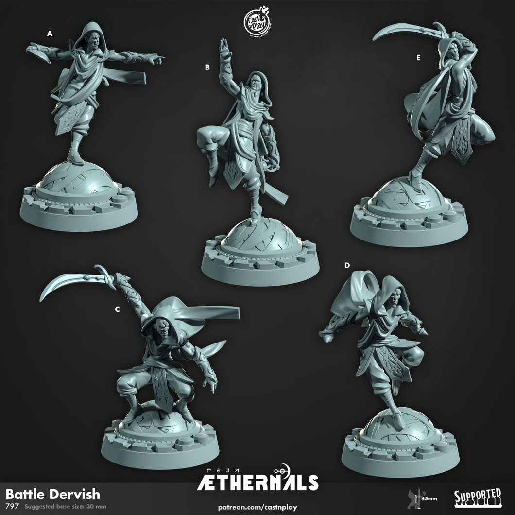 3D Printed Cast n Play Battle Dervish Aethernals Collection 28mm 32mm D&D