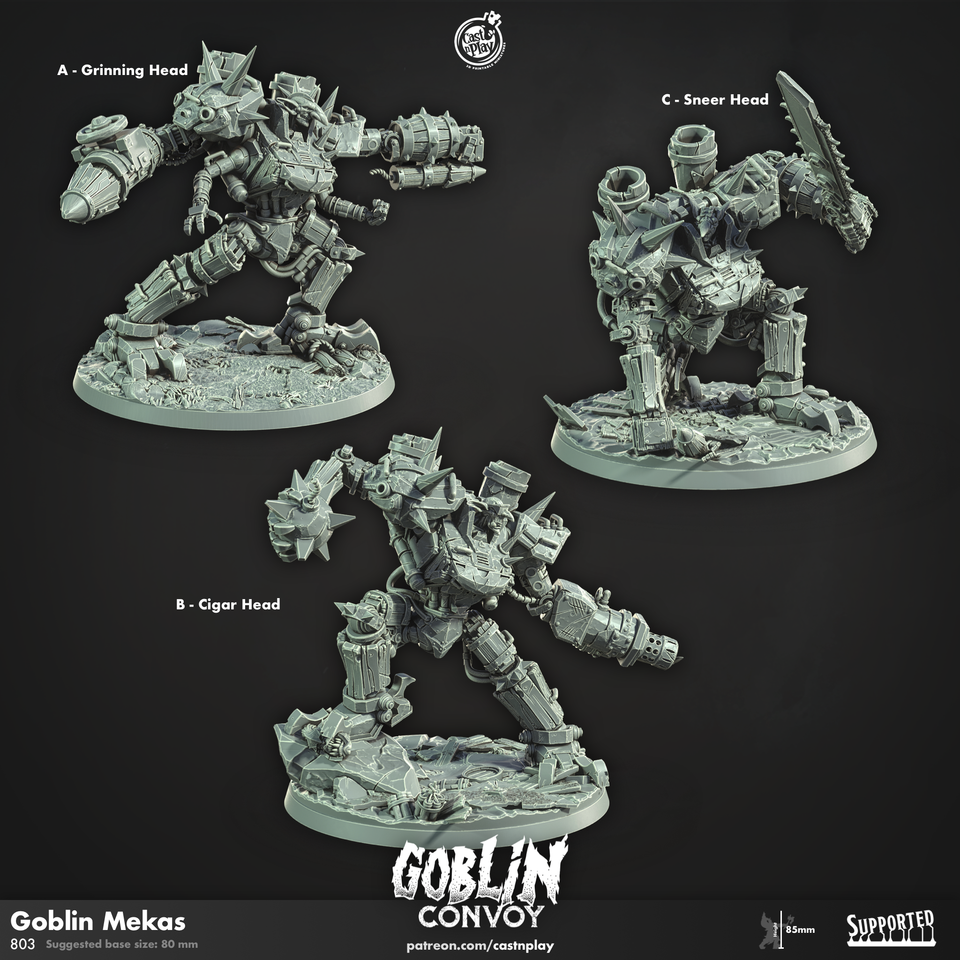 3D Printed Cast n Play Goblin Mekas The Goblin Convoy 28mm 32mm D&D