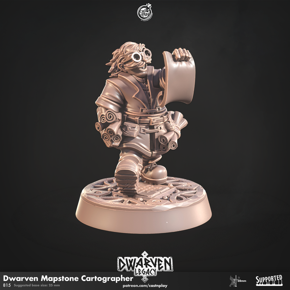 3D Printed Cast n Play Dwarven Mapstone Cartographer Dwarven Legacy Set 28mm 32mm D&D