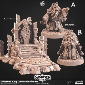 3D Printed Cast n Play Dwarven King Durnar Goldheart Dwarven Legacy Set 28mm 32mm D&D