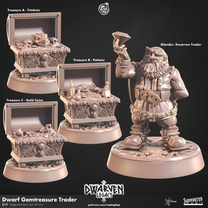 3D Printed Cast n Play Dwarf Gemtreasure Trader Dwarven Legacy Set 28mm 32mm D&D