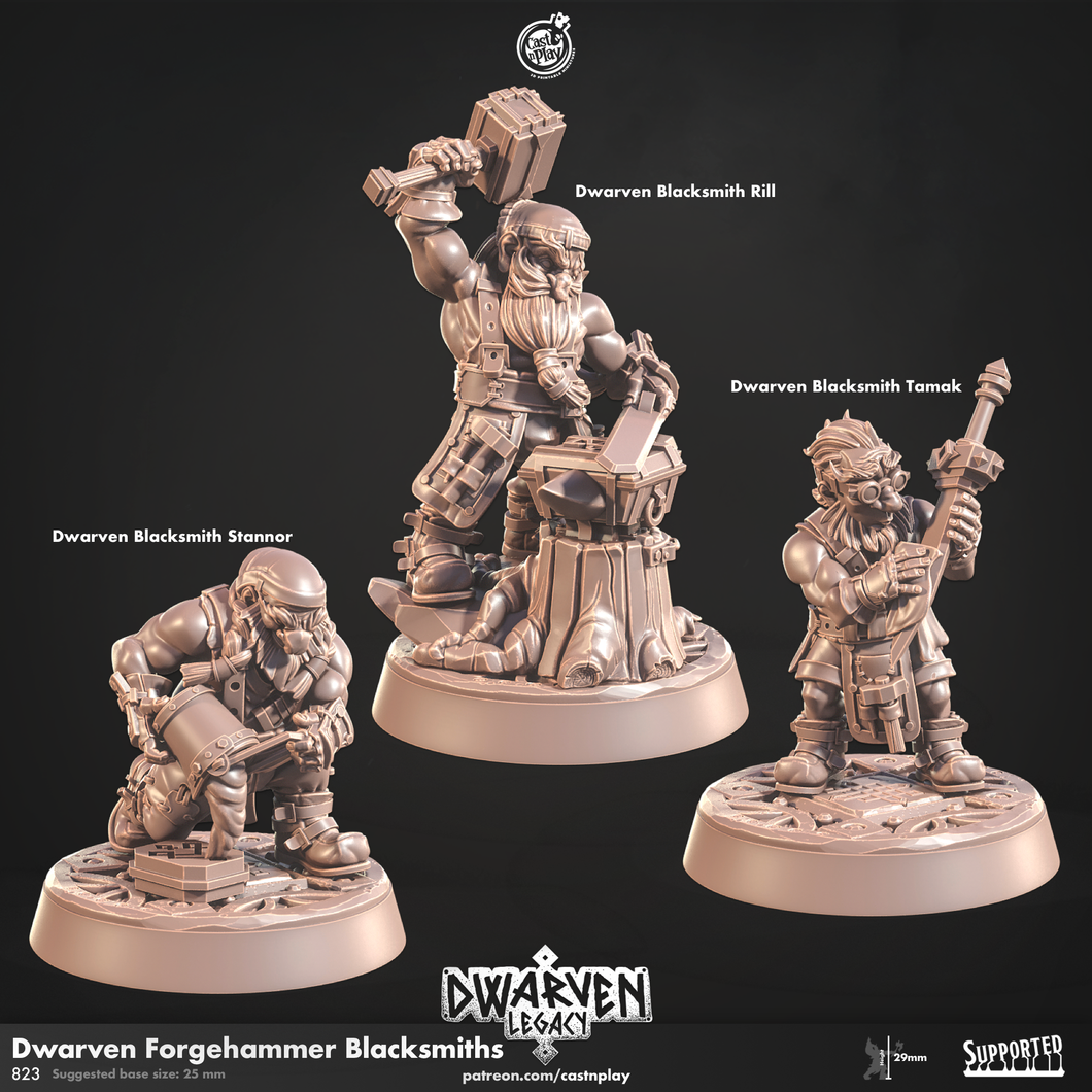 3D Printed Cast n Play Dwarven Forgehammer Blacksmiths Dwarven Legacy Set 28mm 32mm D&D