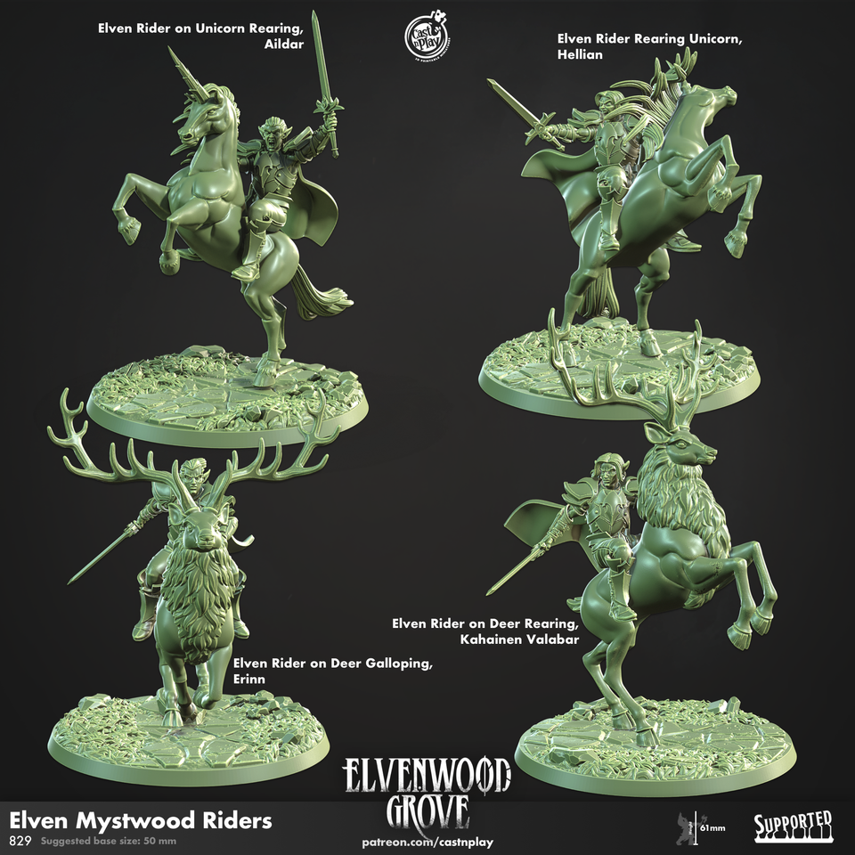 3D Printed Cast n Play Elven Mystwood Riders Elvenwood Grove Set 28mm 32mm D&D