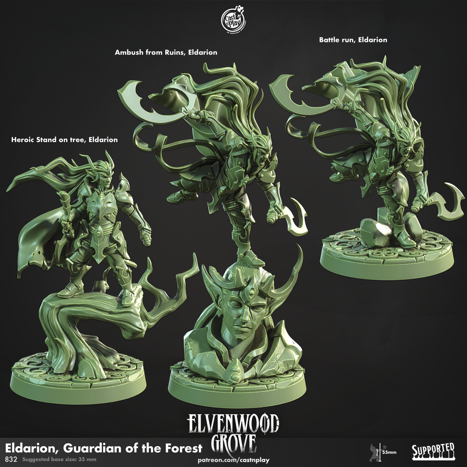 3D Printed Cast n Play Eldarion Guardian of the Forest Elvenwood Grove Set 28mm 32mm D&D