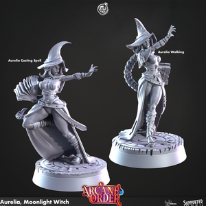 3D Printed Cast n Play Aurelia, Moonlight Witch 28mm 32mm D&D