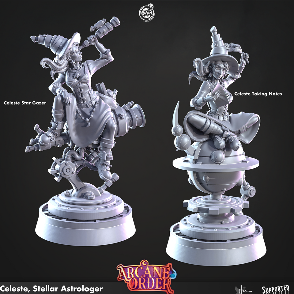 3D Printed Cast n Play Celeste Stellar Astrologer 28mm 32mm D&D