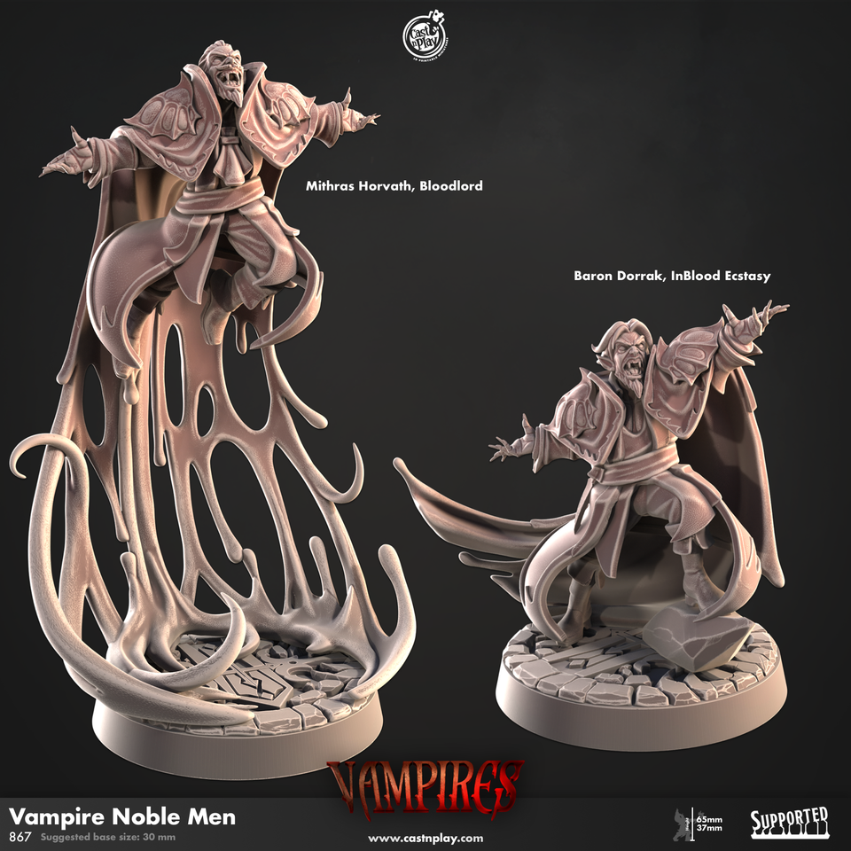 3D Printed Cast n Play Vampire Noble Men Vampires Set 28mm 32mm D&D