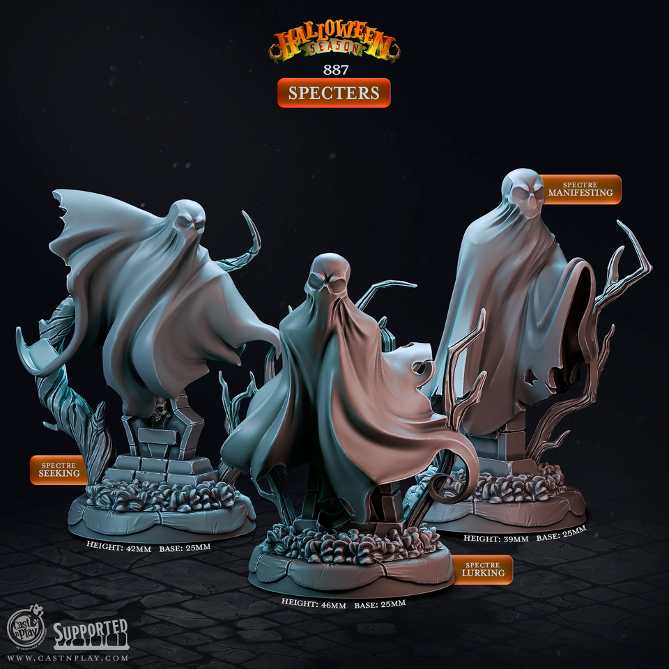 3D Printed Cast n Play Halloween Season Specters 28mm 32mm D&D