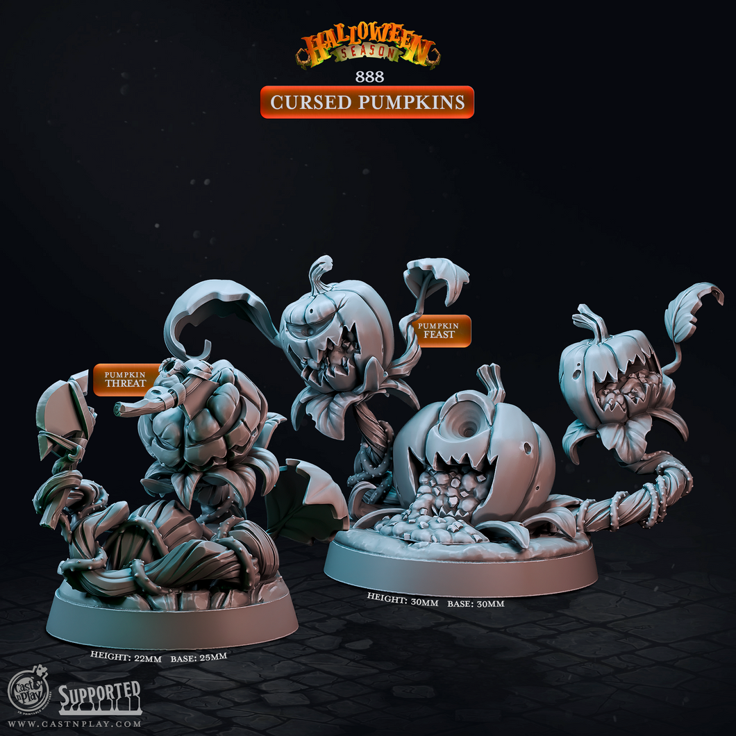 3D Printed Cast n Play Halloween Season Cursed Pumpkins 28mm 32mm D&D