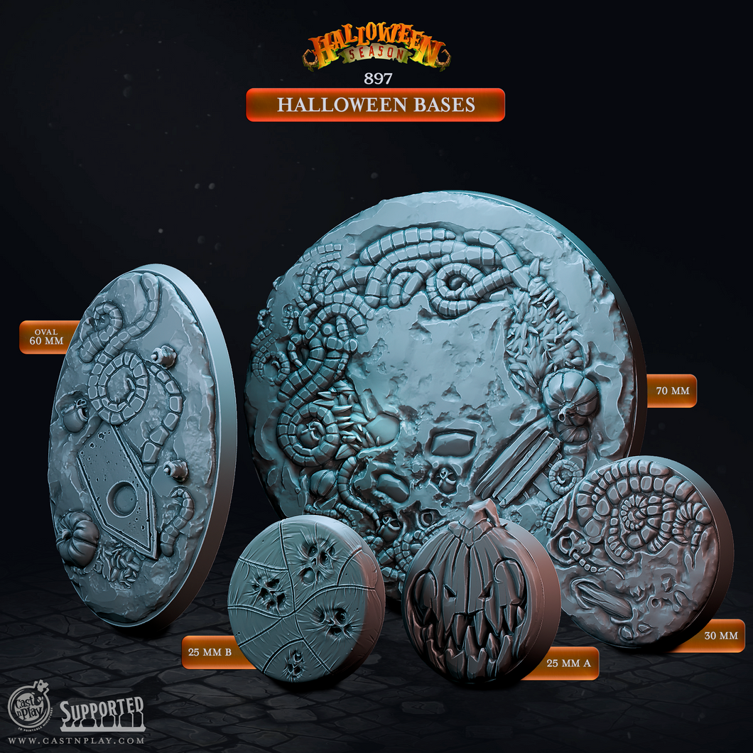 3D Printed Cast n Play Halloween Season Halloween Bases 28mm 32mm D&D