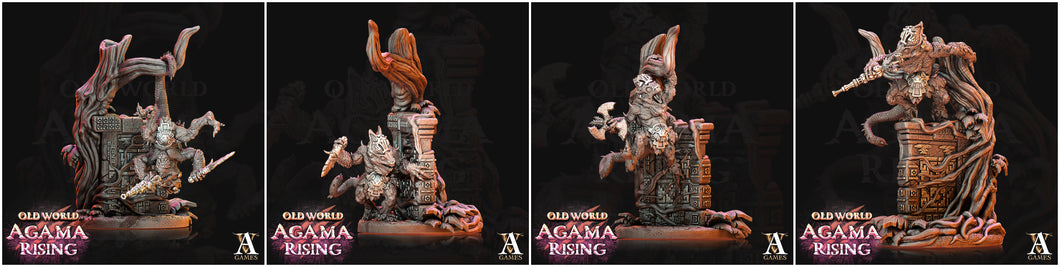 3D Printed Archvillain Games Agama Chameleons Old World Agama Rising 28 32mm D&D