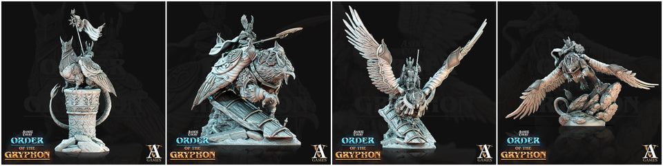 3D Printed Archvillain Games Astral Court Order of the Gryphon - Astral Gryphon Riders 28mm 32mm D&D