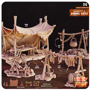 3D Printed Cast n Play Dining Area Bandits Camp Terrain Set 28mm 32mm D&D