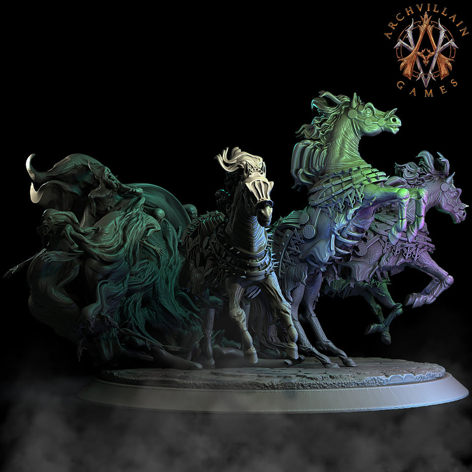 3D Printed Archvillain Games Baron's Horses The Sorrowsown 28 32mm D&D