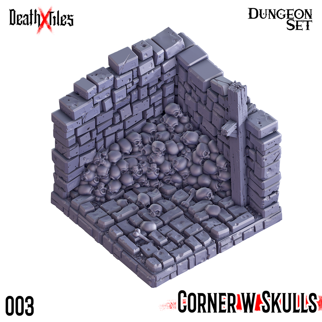 3D Printed Cast n Play Death x Tiles Corner Walls Set 28mm 32mm D&D