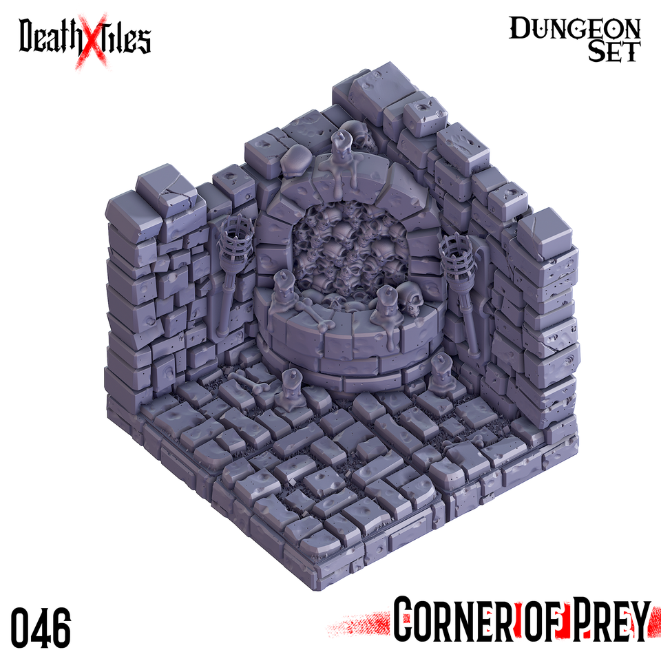 3D Printed Cast n Play Death x Tiles Corner Walls Set 28mm 32mm D&D