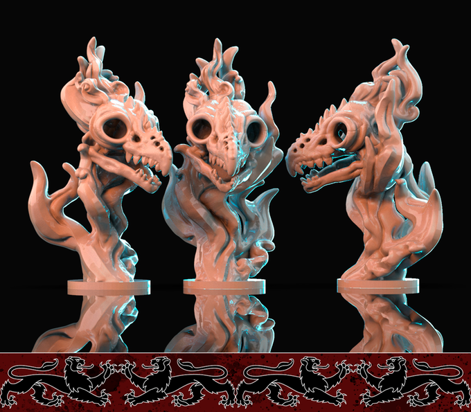 3D Printed Brayan Nafarrate Demon Flameskull Set 28mm 32mm D&D