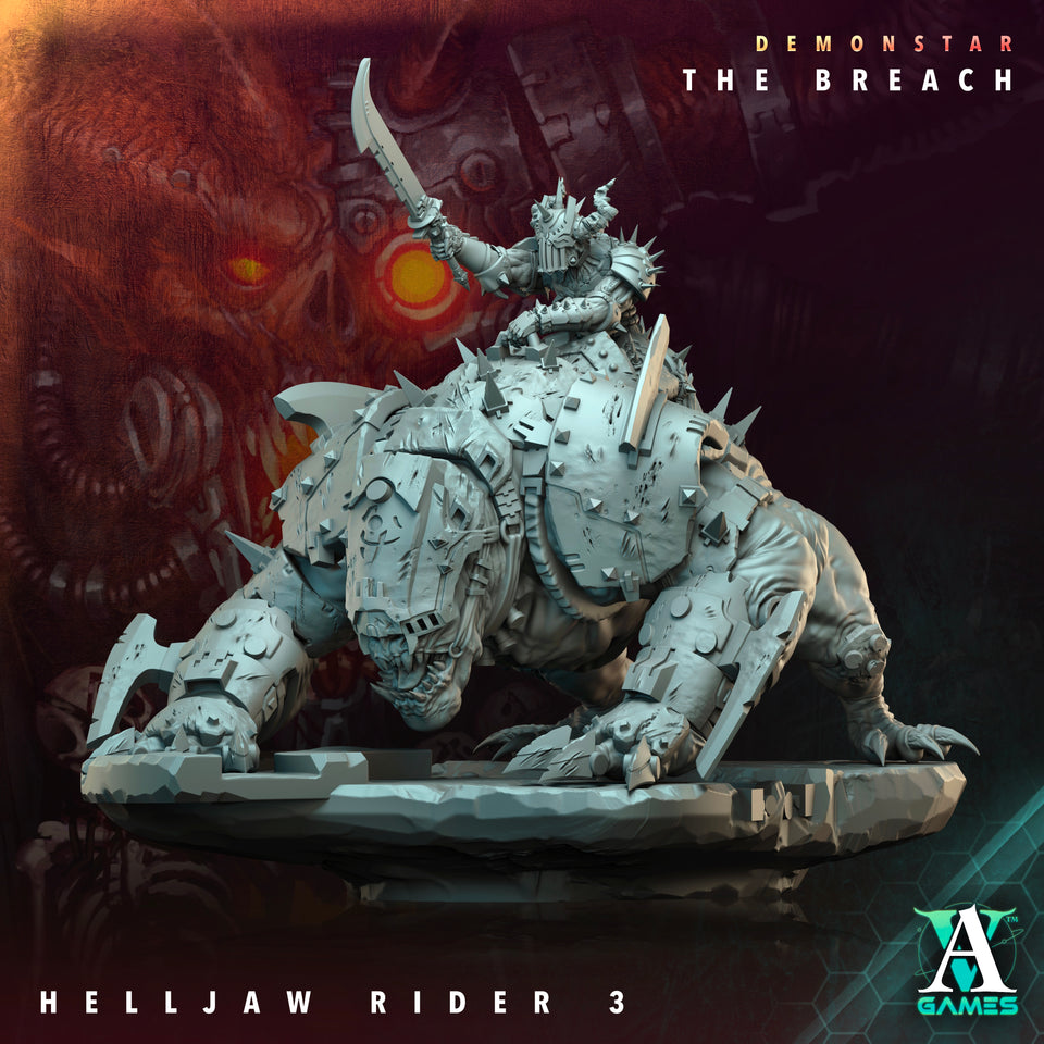 3D Printed Archvillain Games Demonstar The Breach - Helljaw Rider 28mm 32mm D&D