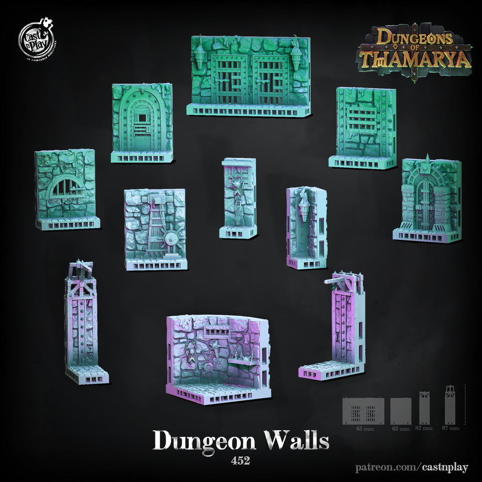 3D Printed Cast n Play Dungeon Walls Dungeons of Thamarya Set 28mm 32mm D&D