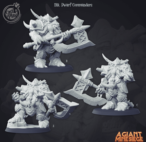 3D Printed Cast n Play Dwarf Commanders Set 28mm 32mm D&D - Charming Terrain