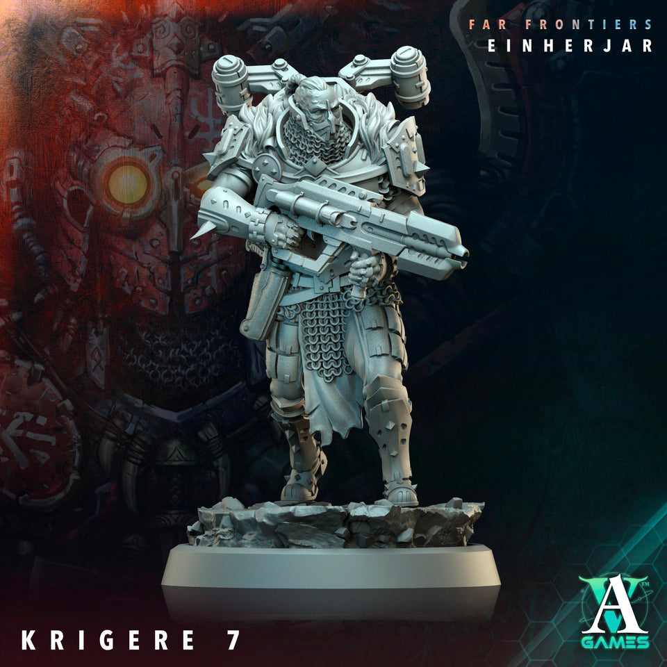 3D Printed Archvillain Games Krigere Far Frontiers Einherjar 28 32mm D&D