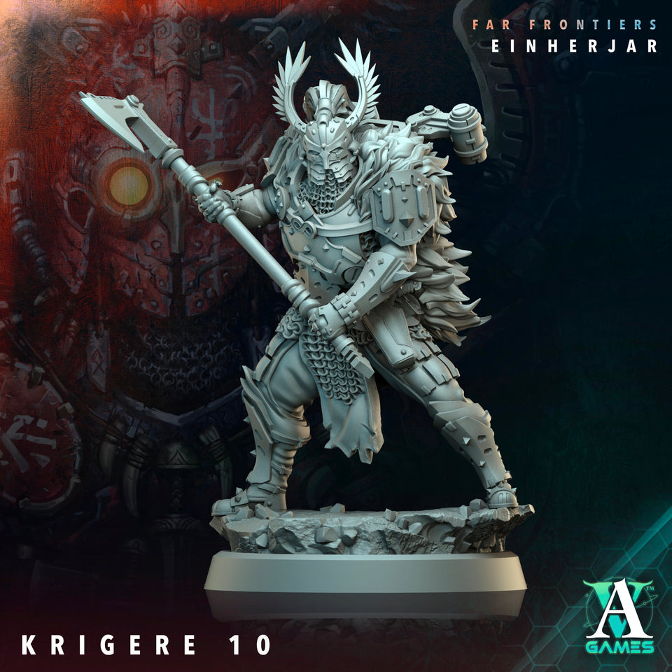 3D Printed Archvillain Games Krigere Far Frontiers Einherjar 28 32mm D&D