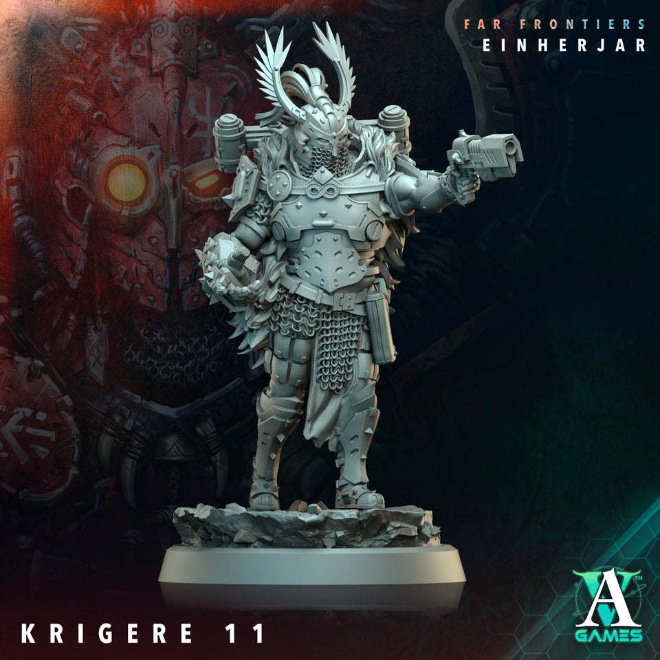 3D Printed Archvillain Games Krigere Far Frontiers Einherjar 28 32mm D&D