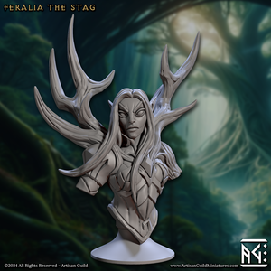 3D Printed Artisan Guild Feralia the Stag Bust 28mm 32mm