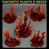 3D Printed Fantastic Plants and Rocks Fire Crystals 28mm - 32mm D&D Wargaming