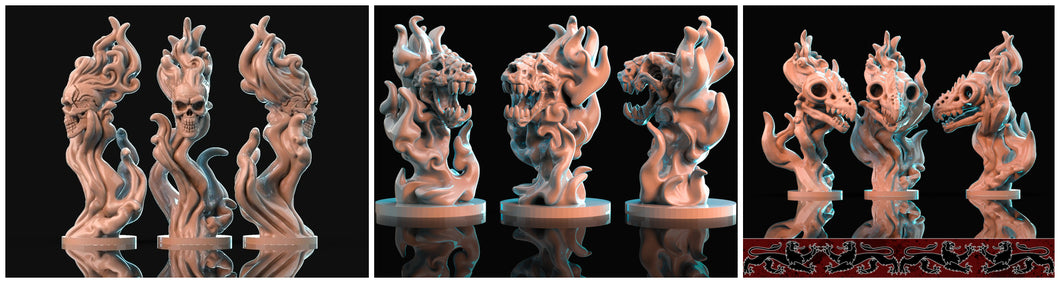 3D Printed Brayan Nafarrate Demon Flameskull Set 28mm 32mm D&D