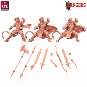 3D Printed STL Miniatures Tiefling Female Ranger Rangers 28 - 32mm War Gaming D&D