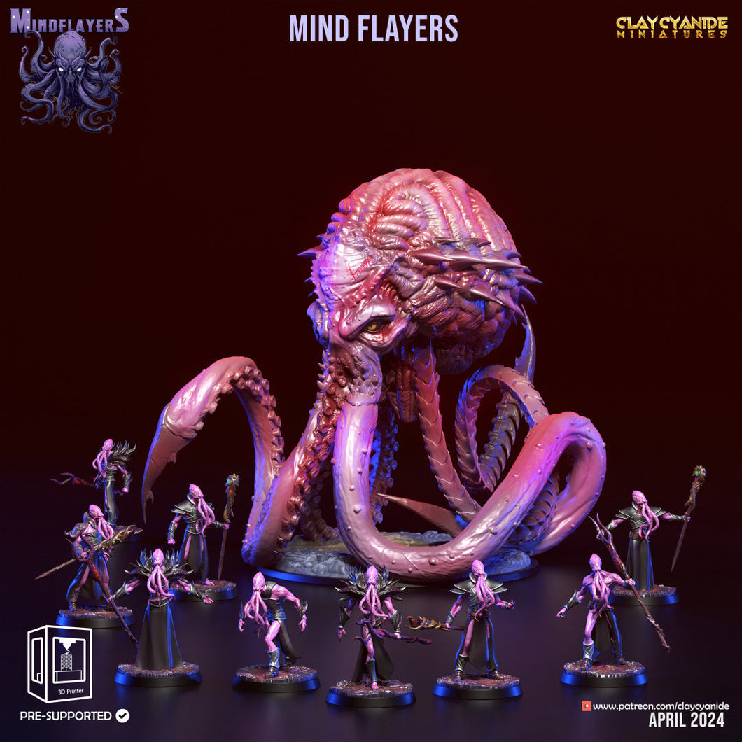 3D Printed Clay Cyanide Intellect Devourers Mind Flayers Faction 28 32 mm D&D