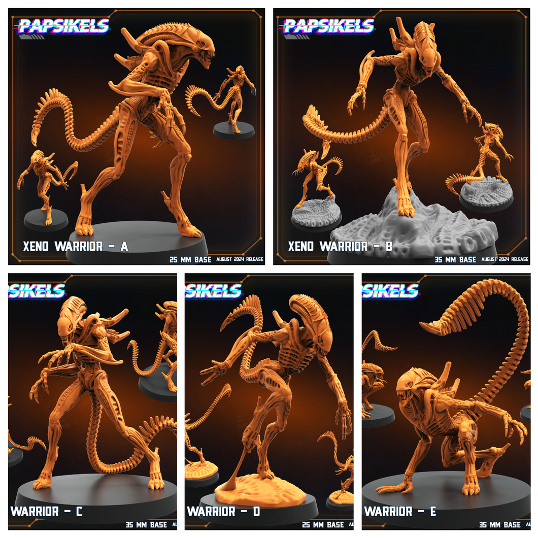 3D Printed Papsikels Xeno Warrior Set August 2024 Scifi 28mm 32mm