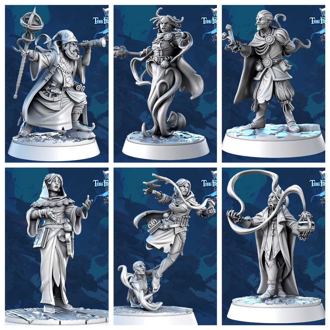 3D Printed STL Miniatures Mages Set Core Characters The Frost City 3 28 - 32mm War Gaming D&D