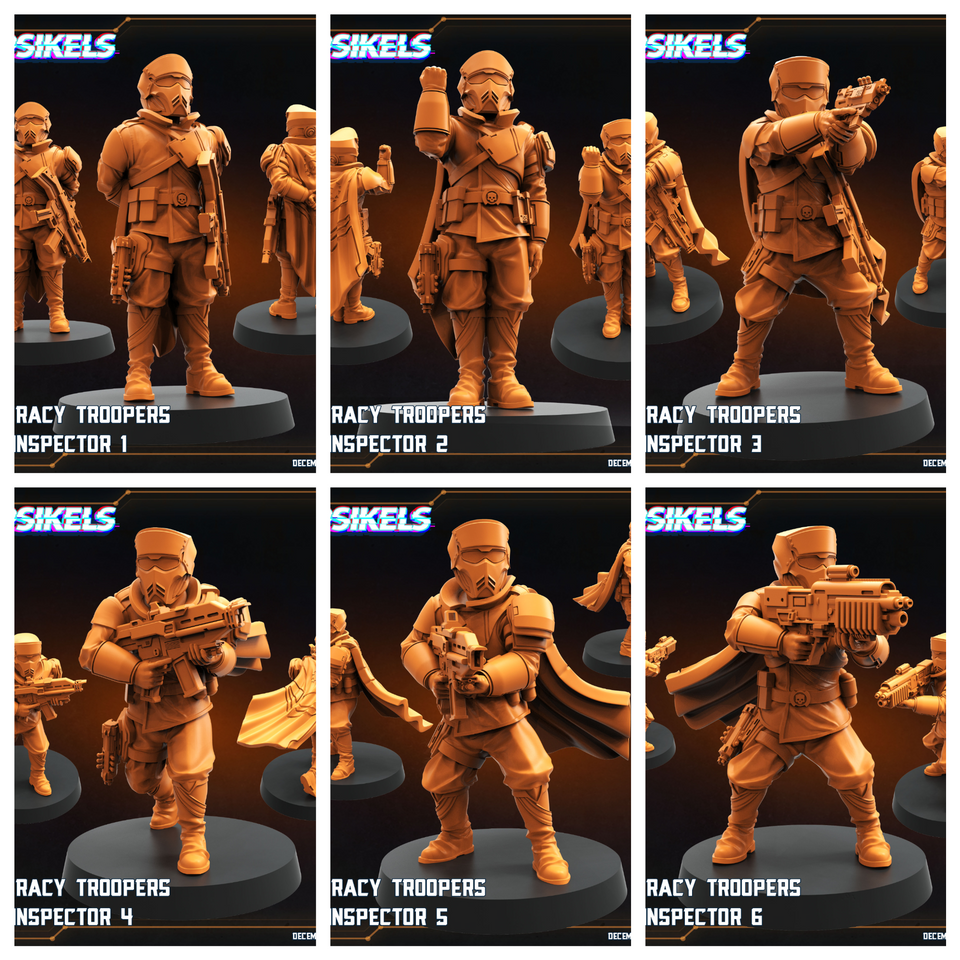 3D Printed Papsikels Democracy Troopers Hell Inspector Dec. 2024 SciFi 28mm 32mm