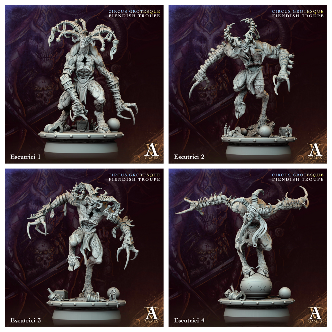 3D Printed Archvillain Games Escutrici Circus Grotesque Fiendish Troupe 28 32mm D&D