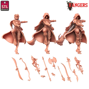 3D Printed STL Miniatures Elf Female Ranger B Rangers 28 - 32mm War Gaming D&D