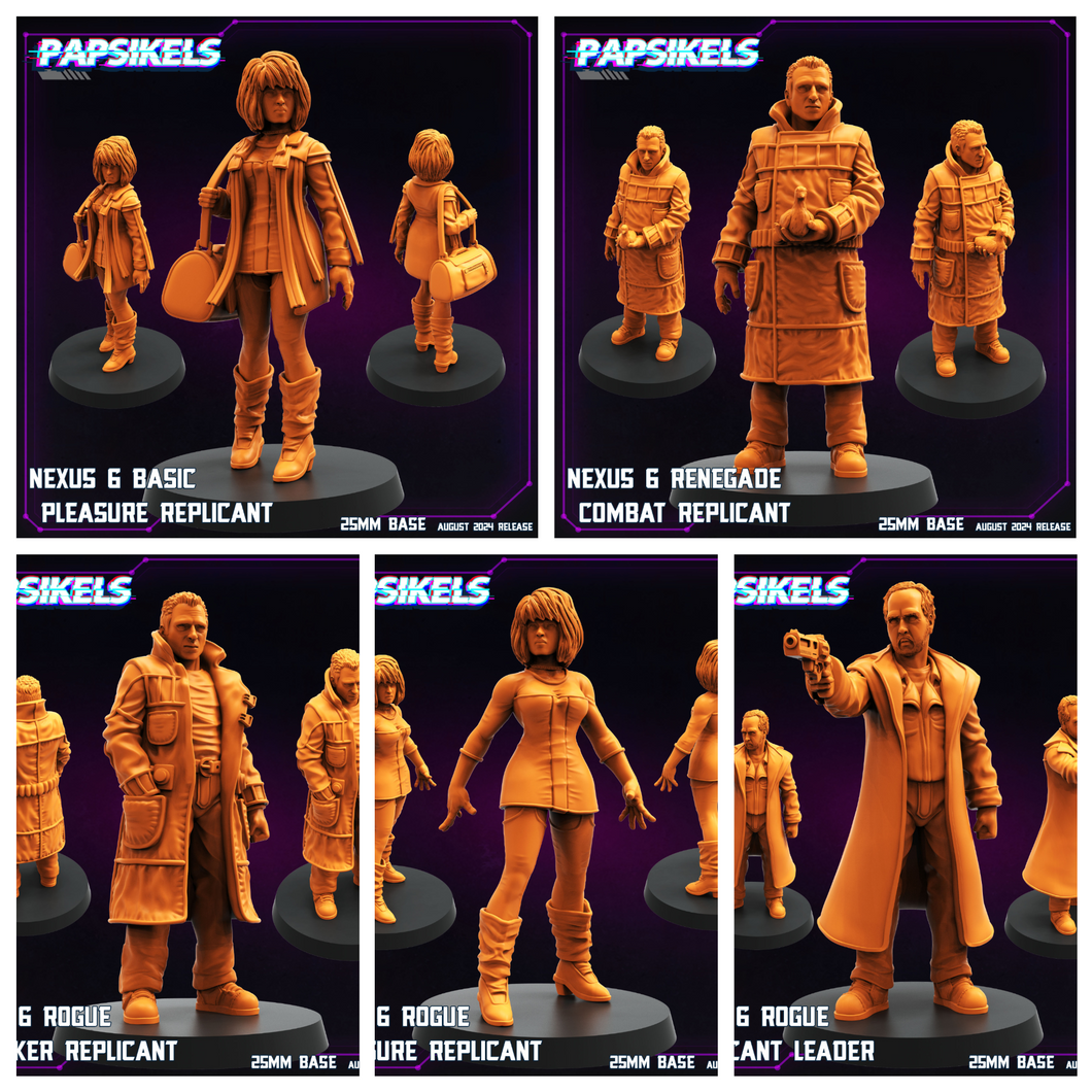 3D Printed Papsikels August 2024 Cyberpunk Nexus 6 Set 28mm 32mm