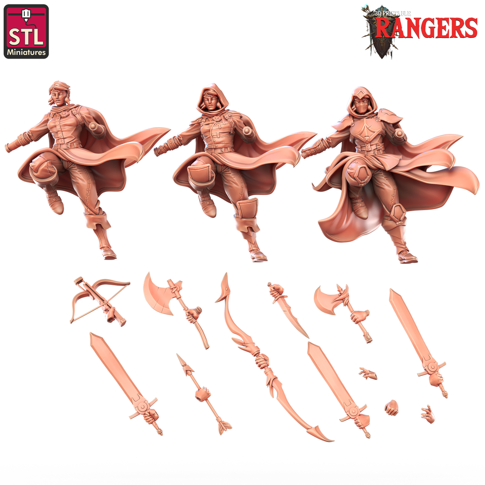 3D Printed STL Miniatures Elf Female Ranger A Rangers  28 - 32mm War Gaming D&D