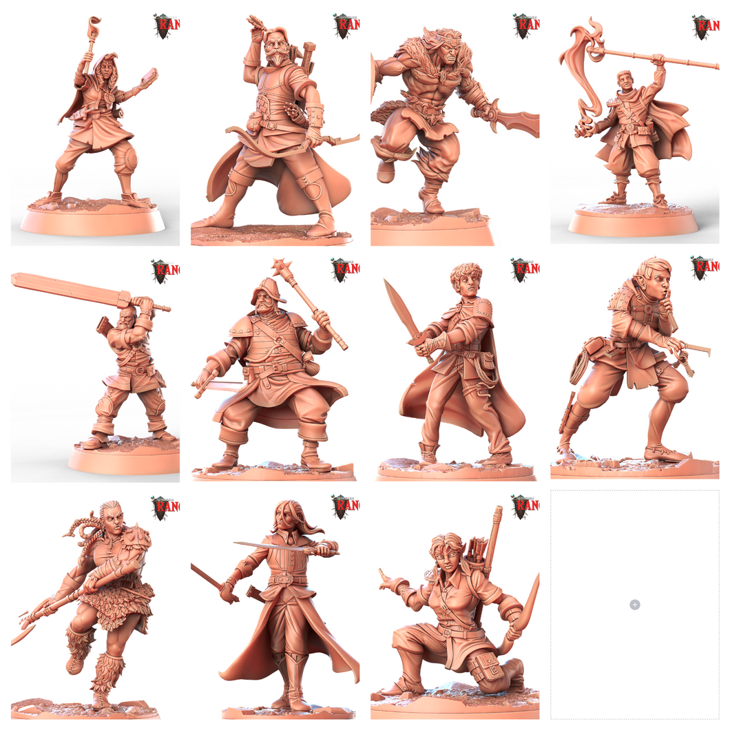 3D Printed STL Miniatures Ranger Companions Set Rangers  28 - 32mm War Gaming D&D