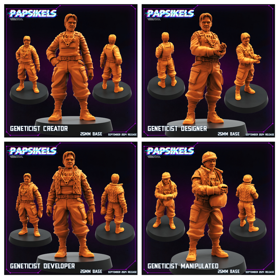 3D Printed Papsikels SEPTEMBER 2024 CYBERPUNK Geneticist Set 28mm 32mm