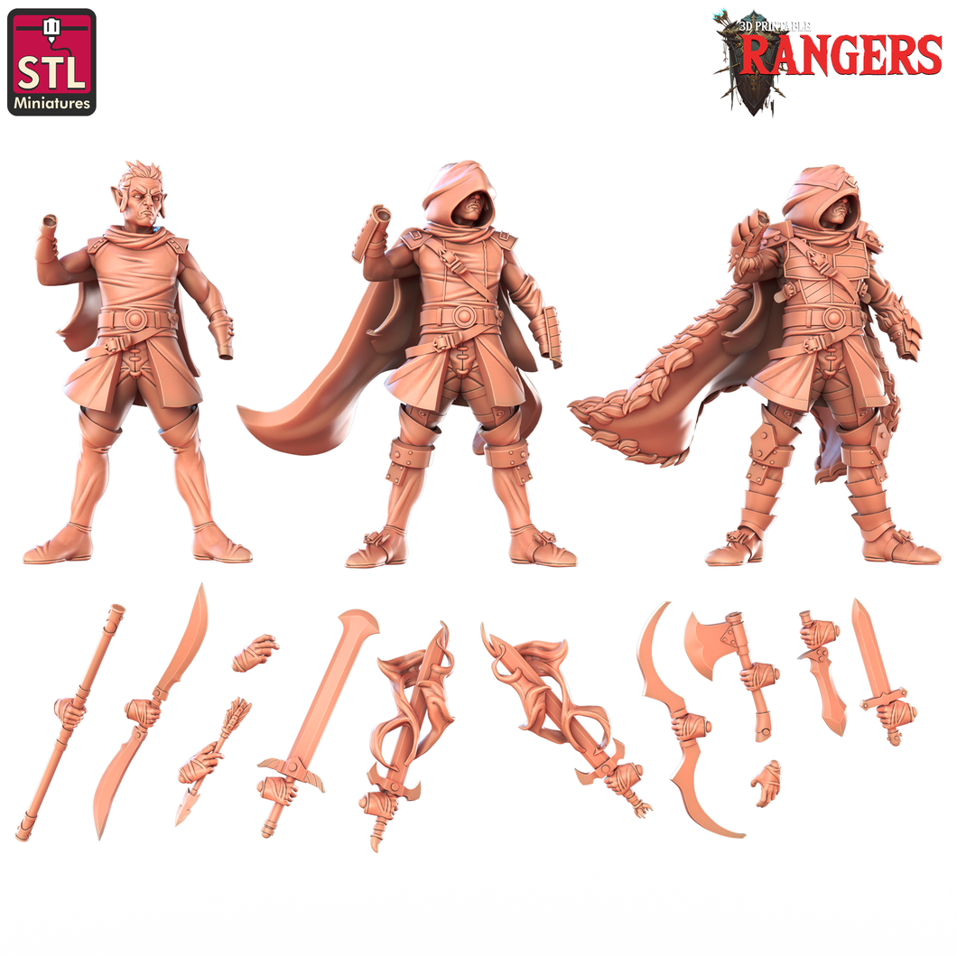 3D Printed STL Miniatures Elf Male Ranger A Rangers 28 - 32mm War Gaming D&D